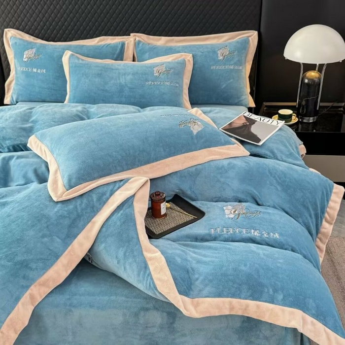 91家纺网 家纺一手货源 找家纺 （总）淳绵家居 2025新款高克重超厚石墨烯烯金绒保暖牛奶绒四件套-印象空间