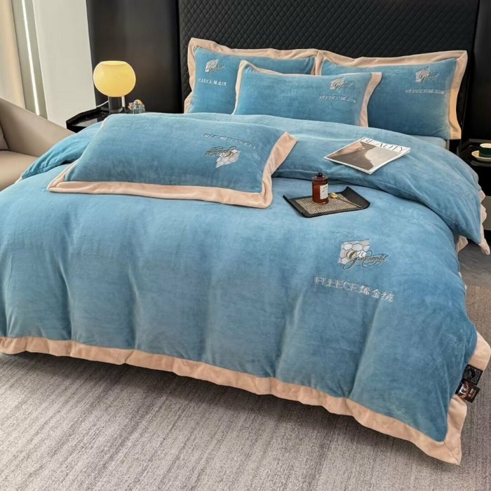91家纺网 家纺一手货源 找家纺 （总）淳绵家居 2025新款高克重超厚石墨烯烯金绒保暖牛奶绒四件套-印象空间