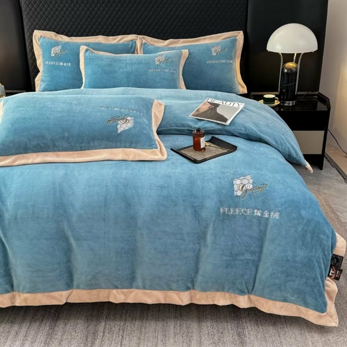 91家纺网 家纺一手货源 找家纺 （总）淳绵家居 2025新款高克重超厚石墨烯烯金绒保暖牛奶绒四件套-印象空间