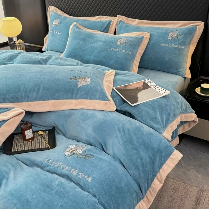 91家纺网 家纺一手货源 找家纺 （总）淳绵家居 2025新款高克重超厚石墨烯烯金绒保暖牛奶绒四件套-印象空间