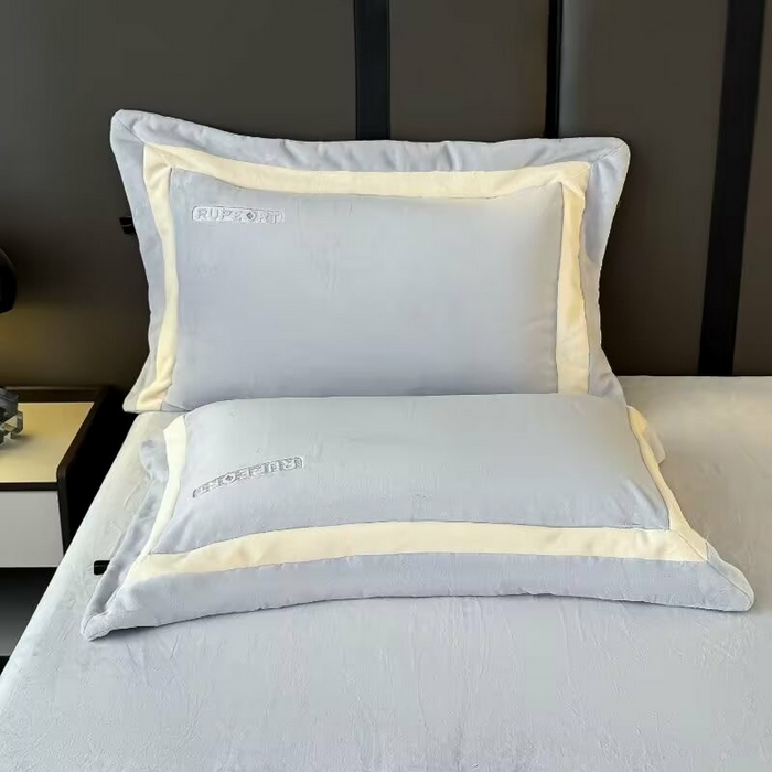 91家纺网 家纺一手货源 找家纺 （总）淳绵家居 2025新款高克重超厚云芙绒轻奢拼色工艺款四件套