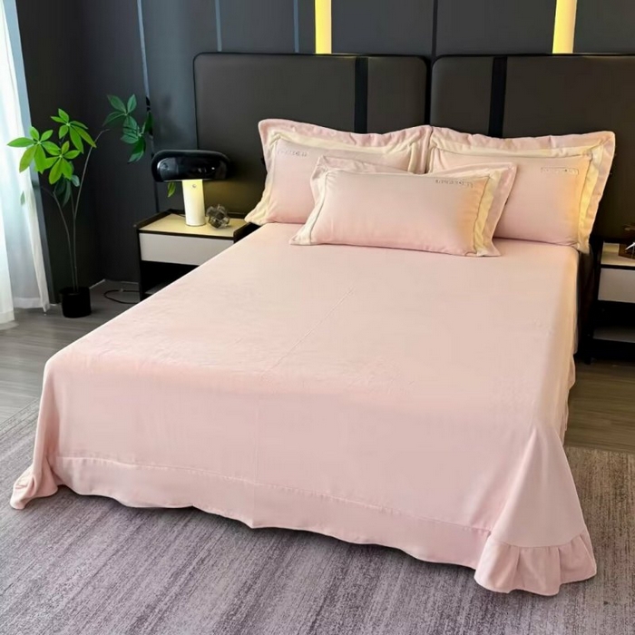 91家纺网 家纺一手货源 找家纺 淳绵家居 2025新款高克重超厚云芙绒轻奢拼色工艺款四件套 云芙绒-玉色