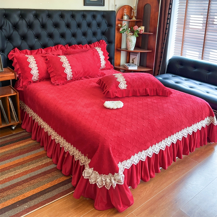 91家纺网 家纺一手货源 找家纺 瑞宝 2025新款宝宝绒床盖床盖单件床盖单品单床盖床盖三件套-北欧风情 北欧风情-中国红