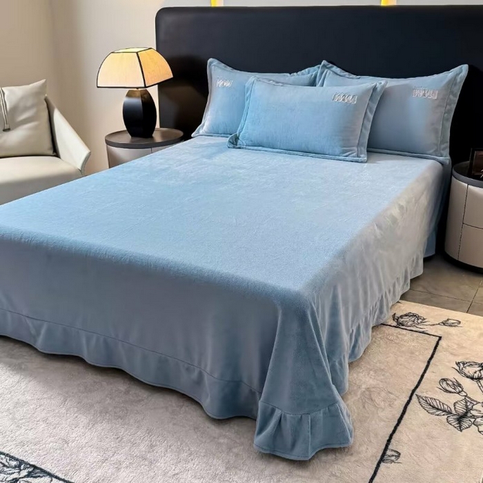 91家纺网 家纺一手货源 找家纺 （总）淳绵家居 2025新款高克重全消光牛奶绒绵羊绒四件套-爱丽丝