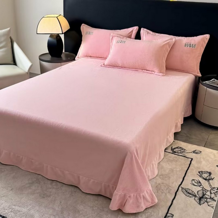 91家纺网 家纺一手货源 找家纺 淳绵家居 2025新款高克重全消光牛奶绒绵羊绒四件套-爱丽丝 爱丽丝-粉色