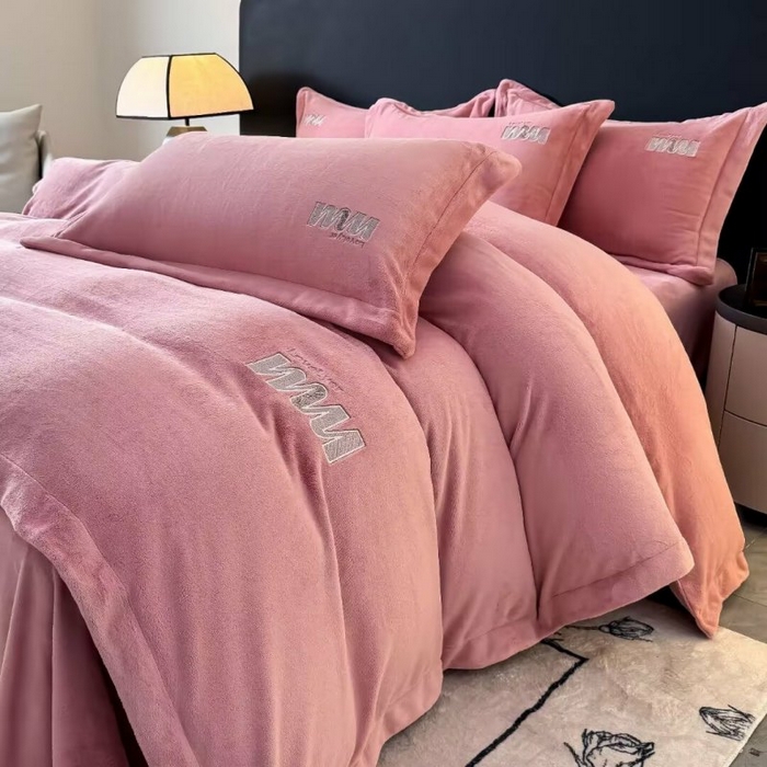 淳绵家居 2025新款高克重全消光牛奶绒绵羊绒四件套-爱丽丝 爱丽丝-豆沙