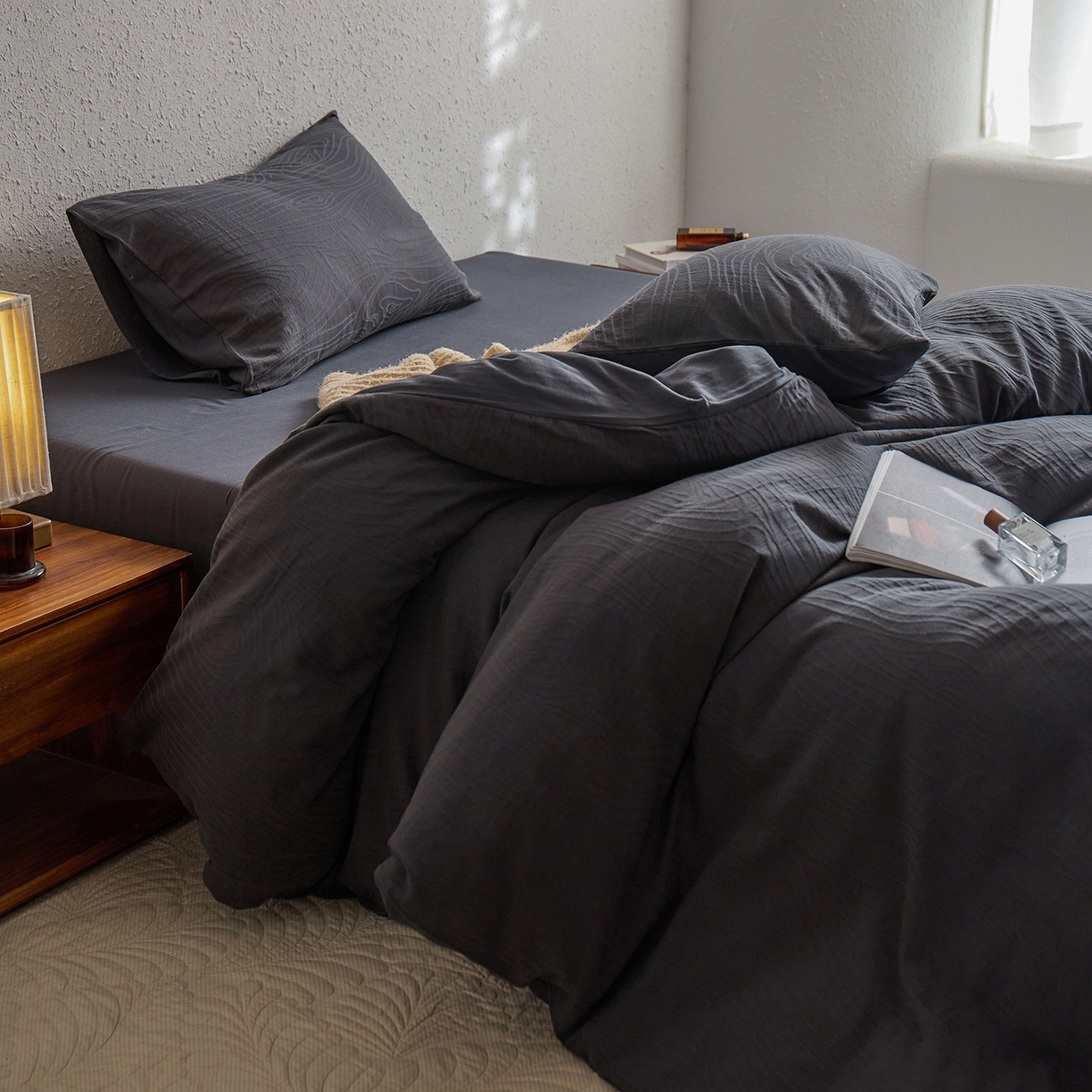 91家纺网 家纺一手货源 找家纺 （总）梦享生活家居 2025新款全棉肌理纹提花四件套