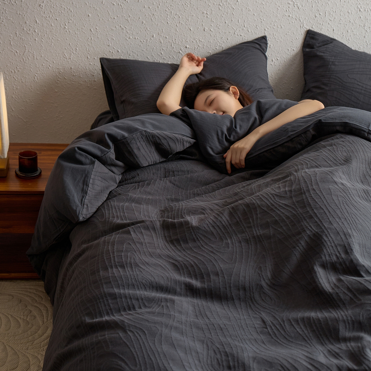 91家纺网 家纺一手货源 找家纺 （总）梦享生活家居 2025新款全棉肌理纹提花四件套