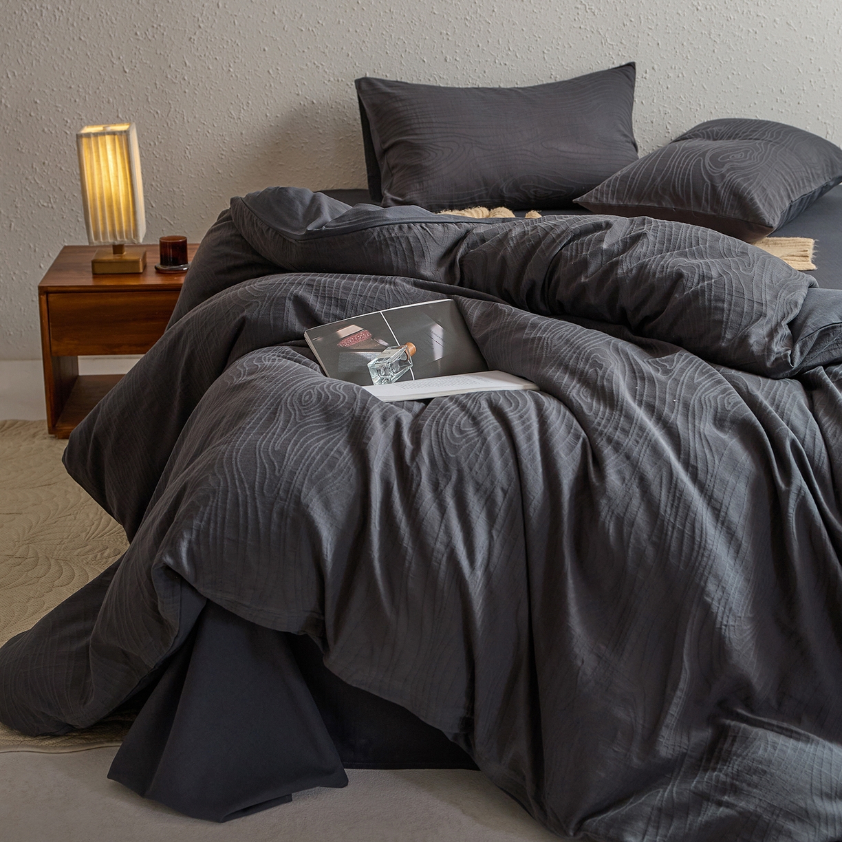 91家纺网 家纺一手货源 找家纺 （总）梦享生活家居 2025新款全棉肌理纹提花四件套