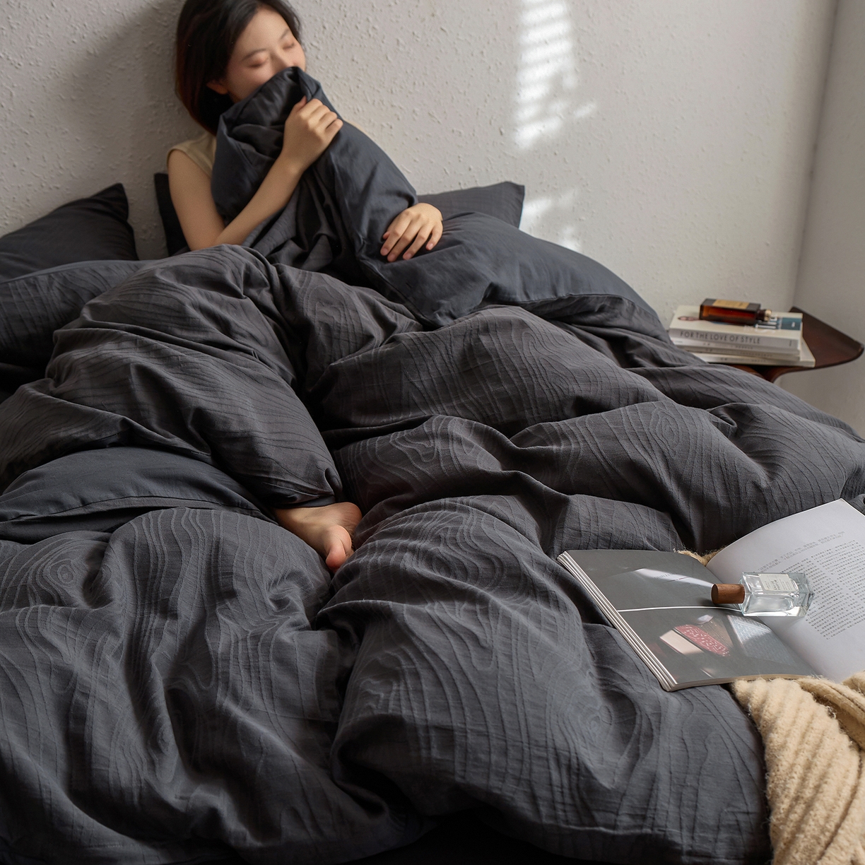 91家纺网 家纺一手货源 找家纺 （总）梦享生活家居 2025新款全棉肌理纹提花四件套