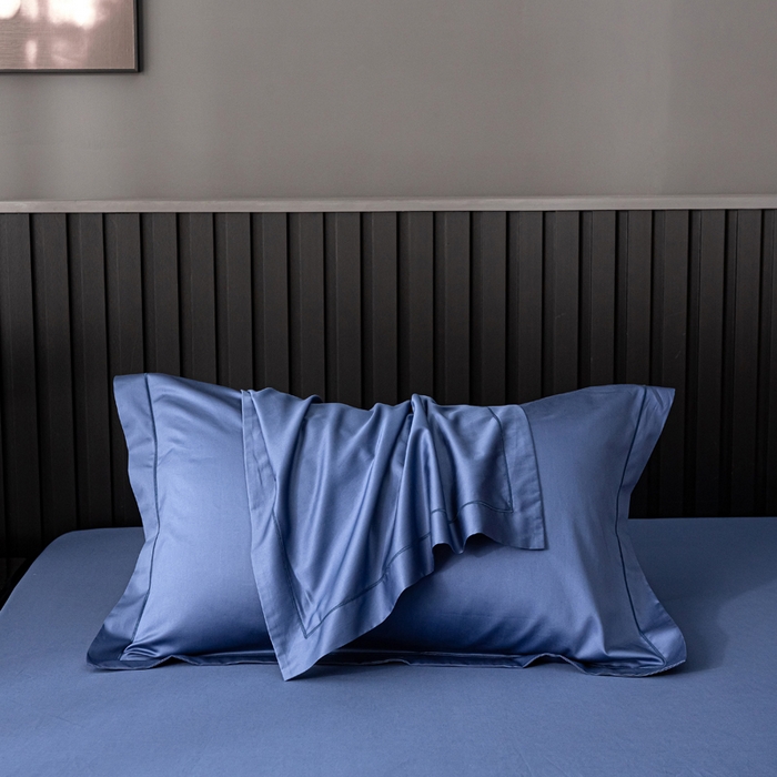 姝辰 2025新款50双股贡缎（100S）全棉纯棉贡缎纯色纯棉单人成人单枕套 枕套单件 宝石蓝