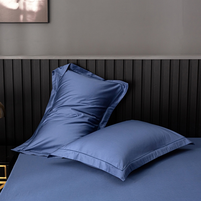 91家纺网 家纺一手货源 找家纺 姝辰 2025新款50双股贡缎（100S）全棉纯棉贡缎纯色纯棉单人成人单枕套 枕套单件 宝石蓝