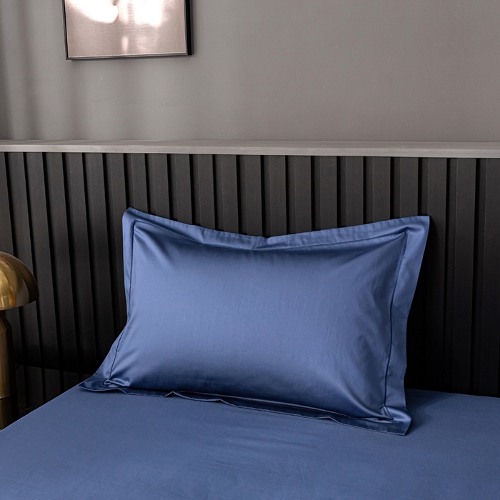 91家纺网 家纺一手货源 找家纺 姝辰 2025新款50双股贡缎（100S）全棉纯棉贡缎纯色纯棉单人成人单枕套 枕套单件 宝石蓝