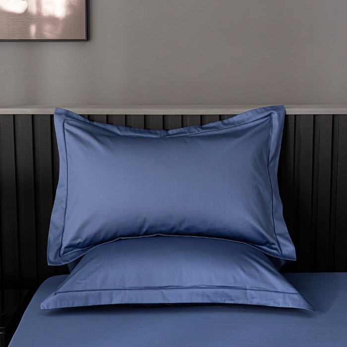 91家纺网 家纺一手货源 找家纺 姝辰 2025新款50双股贡缎（100S）全棉纯棉贡缎纯色纯棉单人成人单枕套 枕套单件 宝石蓝