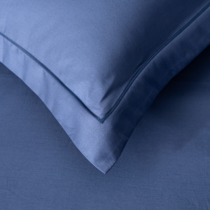 91家纺网 家纺一手货源 找家纺 姝辰 2025新款50双股贡缎（100S）全棉纯棉贡缎纯色纯棉单人成人单枕套 枕套单件 宝石蓝