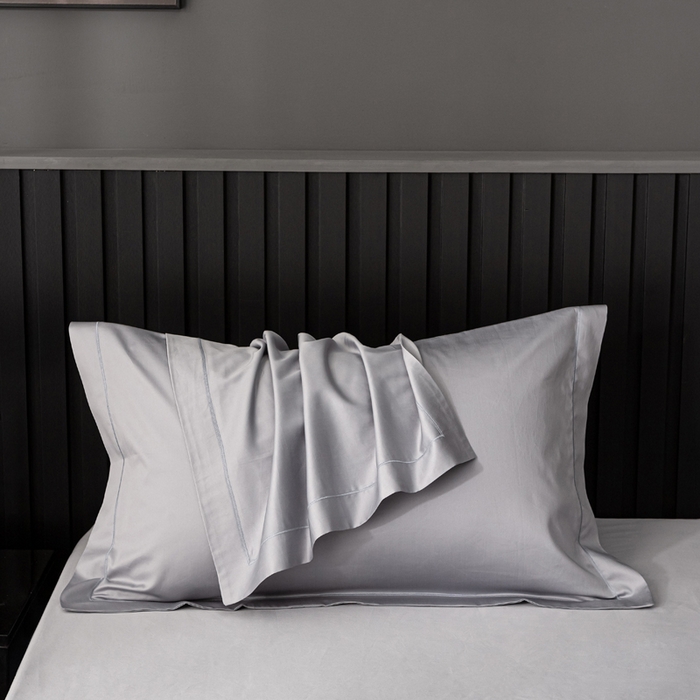 姝辰 2025新款50双股贡缎（100S）全棉纯棉贡缎纯色纯棉单人成人单枕套 枕套单件 雅灰