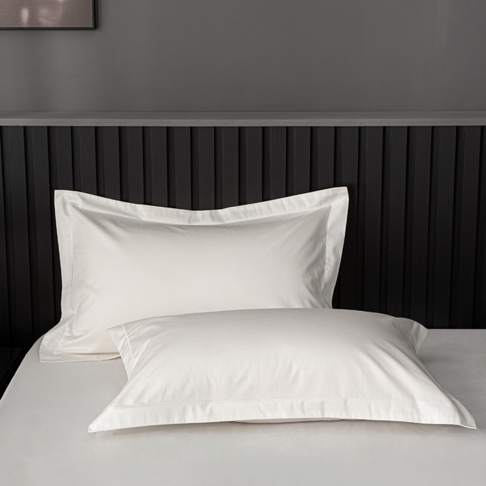91家纺网 家纺一手货源 找家纺 姝辰 2025新款50双股贡缎（100S）全棉纯棉贡缎纯色纯棉单人成人单枕套 枕套单件 茉莉白