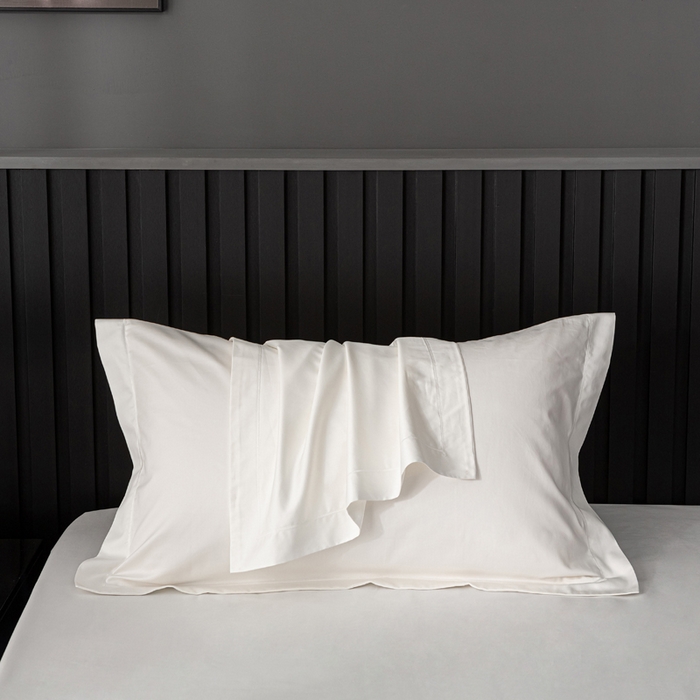 姝辰 2025新款50双股贡缎（100S）全棉纯棉贡缎纯色纯棉单人成人单枕套 枕套单件 茉莉白