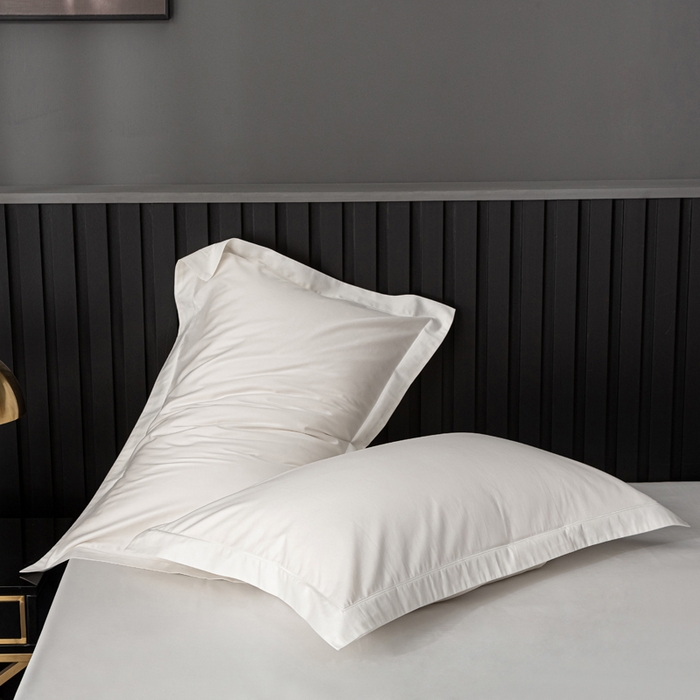 91家纺网 家纺一手货源 找家纺 姝辰 2025新款50双股贡缎（100S）全棉纯棉贡缎纯色纯棉单人成人单枕套 枕套单件 茉莉白