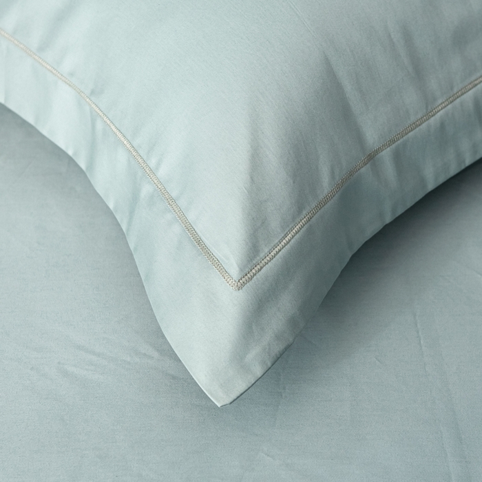 91家纺网 家纺一手货源 找家纺 姝辰 2025新款50双股贡缎（100S）全棉纯棉贡缎纯色纯棉单人成人单枕套 枕套单件 薄荷绿