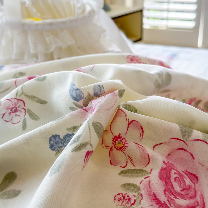 91家纺网 家纺一手货源 找家纺 姝辰 2025新款全棉纯棉印花双人长枕套纯棉加长单枕套 春日繁花