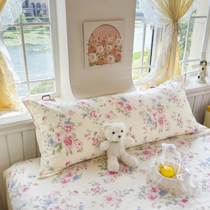 91家纺网 家纺一手货源 找家纺 姝辰 2025新款全棉纯棉印花双人长枕套纯棉加长单枕套 春日繁花