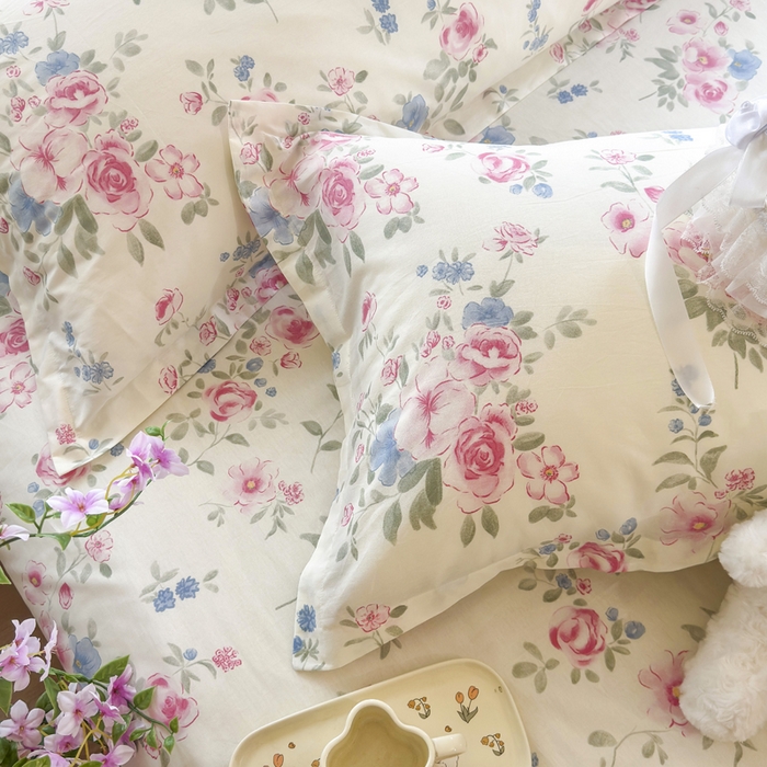 91家纺网 家纺一手货源 找家纺 姝辰 2025新款全棉纯棉印花双人长枕套纯棉加长单枕套 春日繁花