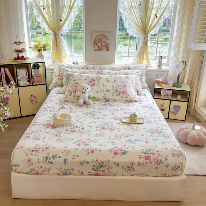 91家纺网 家纺一手货源 找家纺 姝辰 2025新款全棉纯棉印花双人长枕套纯棉加长单枕套 春日繁花