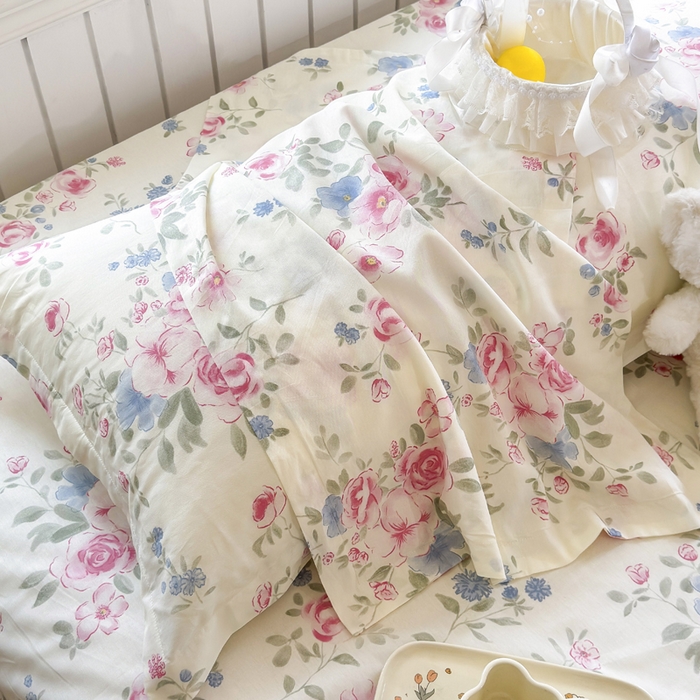 91家纺网 家纺一手货源 找家纺 姝辰 2025新款全棉纯棉印花双人长枕套纯棉加长单枕套 春日繁花