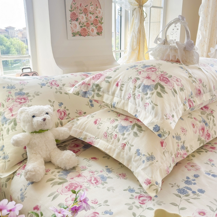 91家纺网 家纺一手货源 找家纺 姝辰 2025新款全棉纯棉印花双人长枕套纯棉加长单枕套 春日繁花