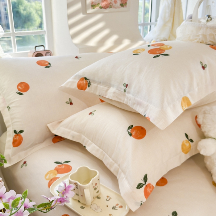 91家纺网 家纺一手货源 找家纺 姝辰 2025新款全棉纯棉印花双人长枕套纯棉加长单枕套 柿柿如意