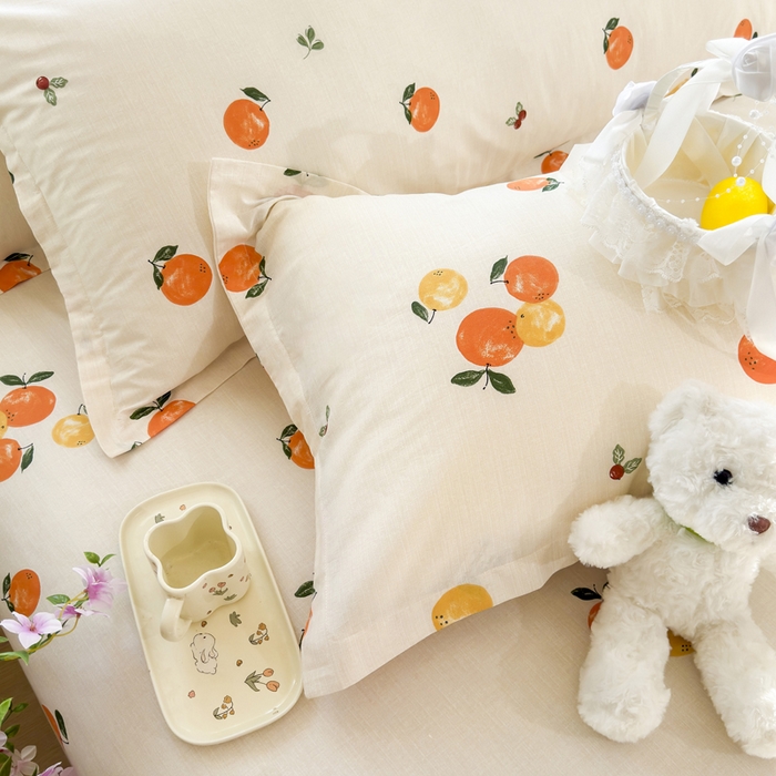 91家纺网 家纺一手货源 找家纺 姝辰 2025新款全棉纯棉印花双人长枕套纯棉加长单枕套 柿柿如意