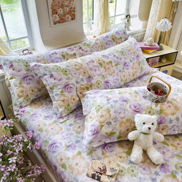 91家纺网 家纺一手货源 找家纺 姝辰 2025新款全棉纯棉印花双人长枕套纯棉加长单枕套 佳人有约