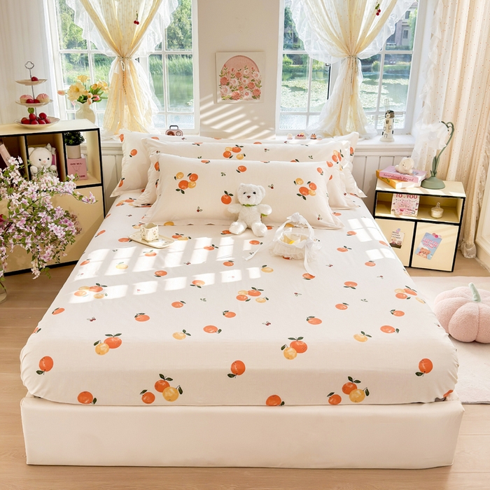 91家纺网 家纺一手货源 找家纺 姝辰 2025新款全棉纯棉印花双人长枕套纯棉加长单枕套 柿柿如意