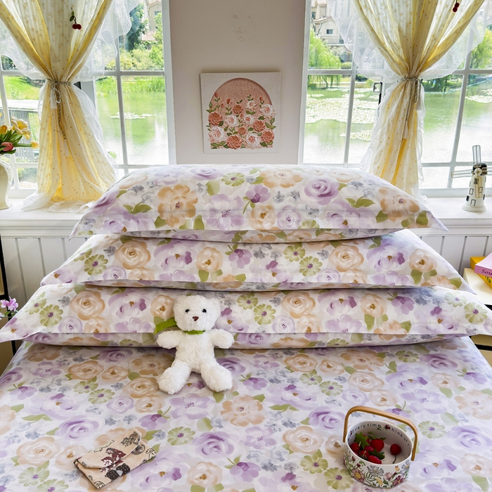 91家纺网 家纺一手货源 找家纺 姝辰 2025新款全棉纯棉印花双人长枕套纯棉加长单枕套 佳人有约