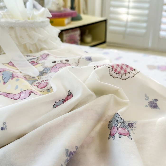 91家纺网 家纺一手货源 找家纺 姝辰 2025新款全棉纯棉印花双人长枕套纯棉加长单枕套 蛋糕小熊