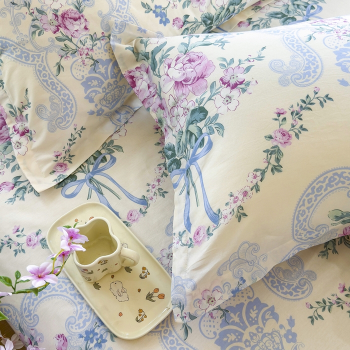 91家纺网 家纺一手货源 找家纺 姝辰 2025新款全棉纯棉印花双人长枕套纯棉加长单枕套 花开浪漫