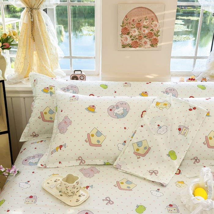 91家纺网 家纺一手货源 找家纺 姝辰 2025新款全棉纯棉印花双人长枕套纯棉加长单枕套 元气猪猪