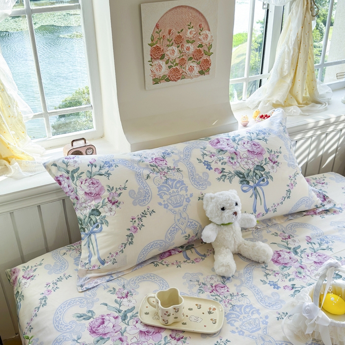 91家纺网 家纺一手货源 找家纺 姝辰 2025新款全棉纯棉印花双人长枕套纯棉加长单枕套 花开浪漫