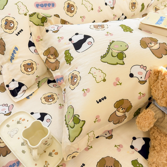 91家纺网 家纺一手货源 找家纺 姝辰 2025新款全棉纯棉印花双人长枕套纯棉加长单枕套 萌宝乐园