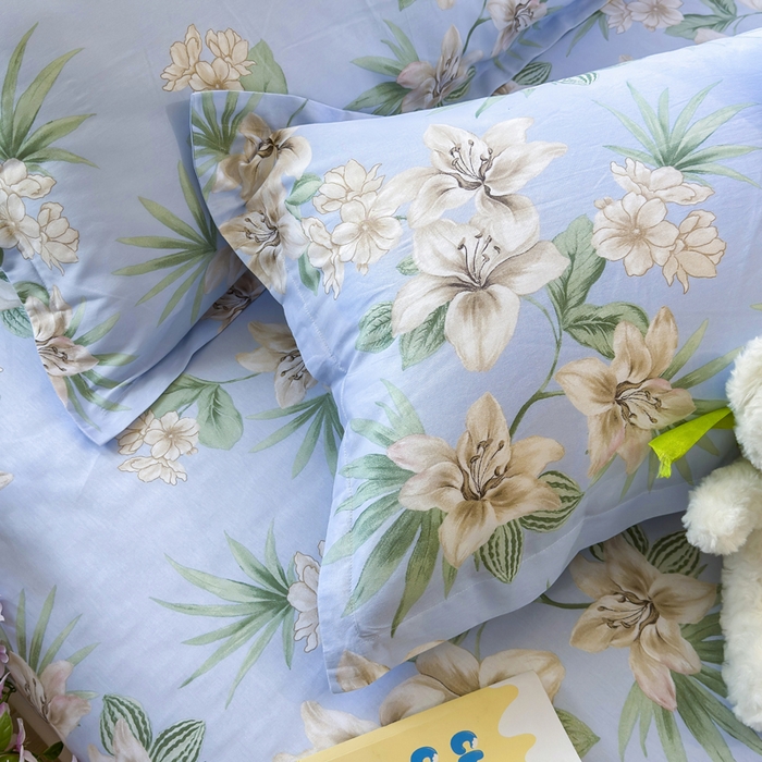 91家纺网 家纺一手货源 找家纺 姝辰 2025新款全棉纯棉印花双人长枕套纯棉加长单枕套 百合幽梦