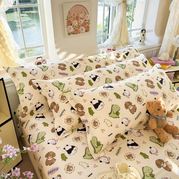 91家纺网 家纺一手货源 找家纺 姝辰 2025新款全棉纯棉印花双人长枕套纯棉加长单枕套 萌宝乐园