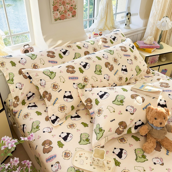 91家纺网 家纺一手货源 找家纺 姝辰 2025新款全棉纯棉印花双人长枕套纯棉加长单枕套 萌宝乐园