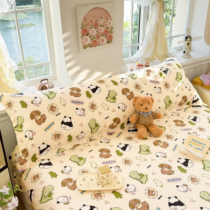 91家纺网 家纺一手货源 找家纺 姝辰 2025新款全棉纯棉印花双人长枕套纯棉加长单枕套 萌宝乐园