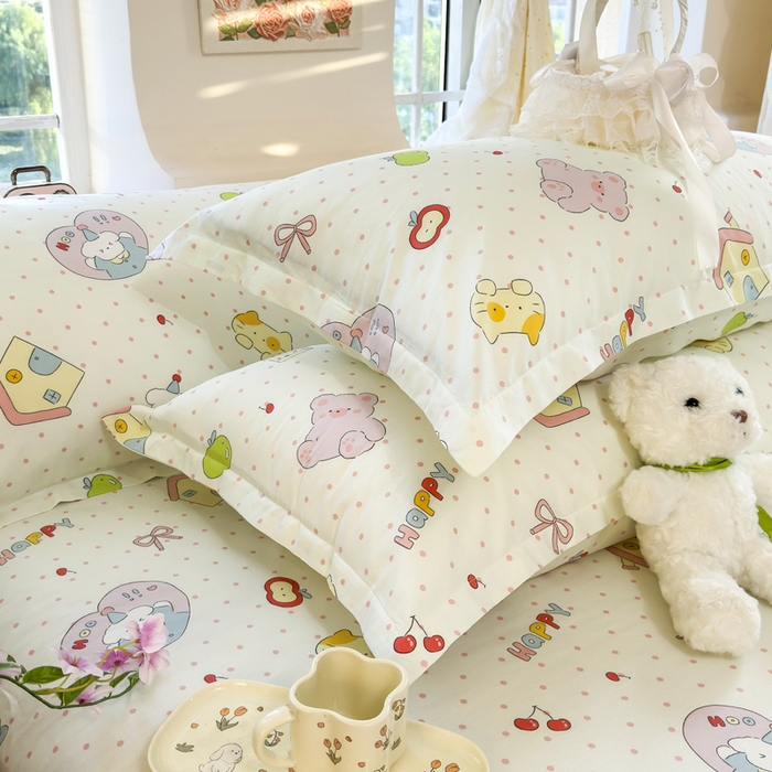 91家纺网 家纺一手货源 找家纺 姝辰 2025新款全棉纯棉印花双人长枕套纯棉加长单枕套 元气猪猪