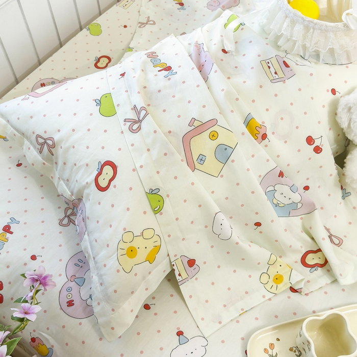 91家纺网 家纺一手货源 找家纺 姝辰 2025新款全棉纯棉印花双人长枕套纯棉加长单枕套 元气猪猪