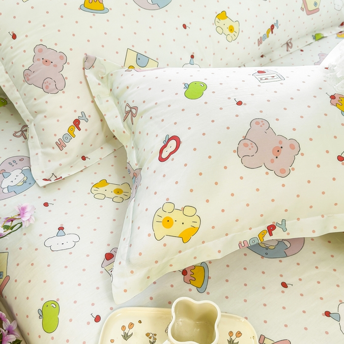 91家纺网 家纺一手货源 找家纺 姝辰 2025新款全棉纯棉印花双人长枕套纯棉加长单枕套 元气猪猪