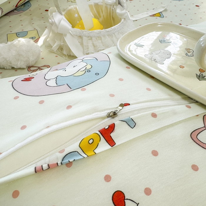 91家纺网 家纺一手货源 找家纺 姝辰 2025新款全棉纯棉印花双人长枕套纯棉加长单枕套 元气猪猪