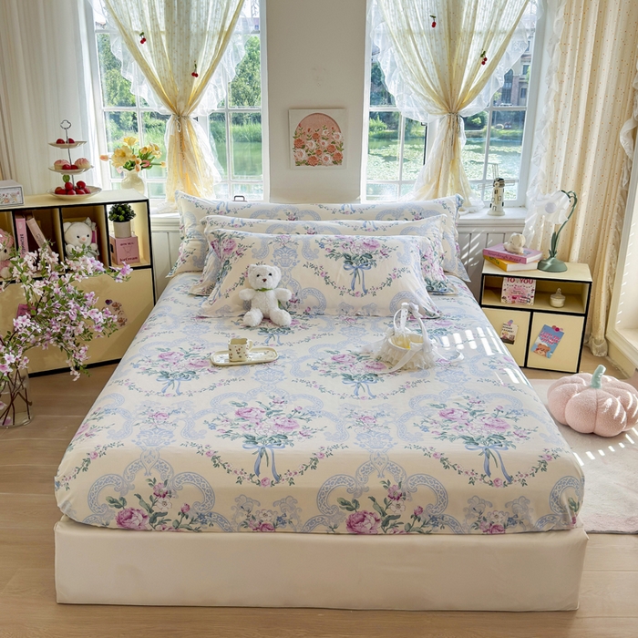 91家纺网 家纺一手货源 找家纺 姝辰 2025新款全棉纯棉印花双人长枕套纯棉加长单枕套 花开浪漫