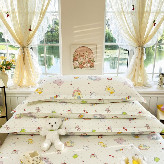 91家纺网 家纺一手货源 找家纺 姝辰 2025新款全棉纯棉印花双人长枕套纯棉加长单枕套 元气猪猪